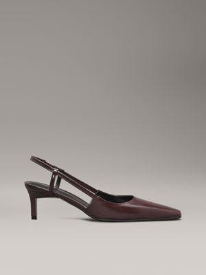 purple leather square toe slingback pumps for women calvin klein