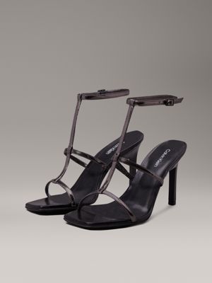 gunmetal leather heeled gladiator sandals for women calvin klein