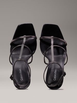 gunmetal leather heeled gladiator sandals for women calvin klein