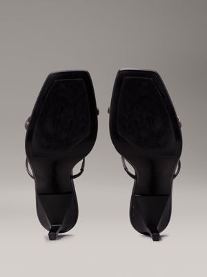 sandales gladiateur à talon en cuir gunmetal pour femmes calvin klein