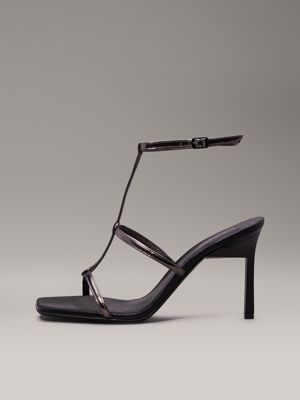 sandales gladiateur à talon en cuir gunmetal pour femmes calvin klein
