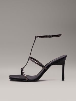 gunmetal leather heeled gladiator sandals for women calvin klein