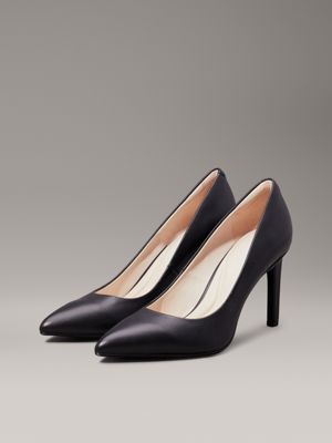 ck black leather stiletto pumps for women calvin klein