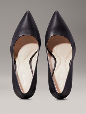 ck black leather stiletto pumps for women calvin klein