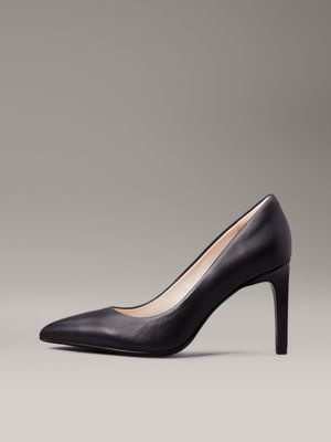 ck black leather stiletto pumps for women calvin klein