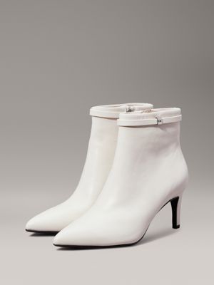 dk ecru leather stiletto ankle boots for women calvin klein