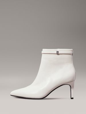 dk ecru leather stiletto ankle boots for women calvin klein