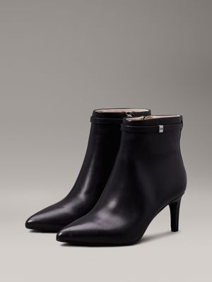 ck black leather stiletto ankle boots for women calvin klein