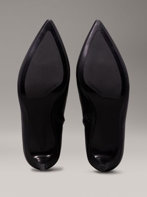 ck black leather stiletto ankle boots for women calvin klein