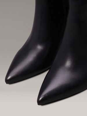 ck black leather stiletto ankle boots for women calvin klein