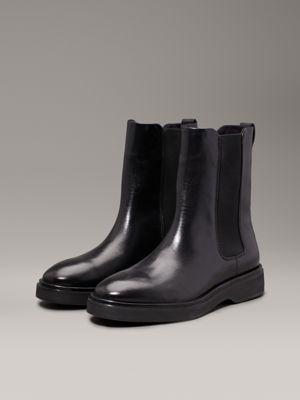 ck black leather chelsea boots for women calvin klein