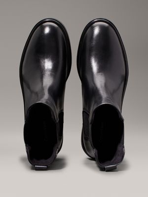 ck black leather chelsea boots for women calvin klein