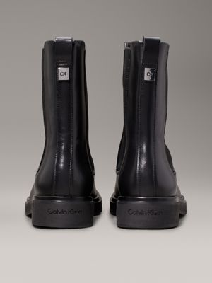 ck black leather chelsea boots for women calvin klein