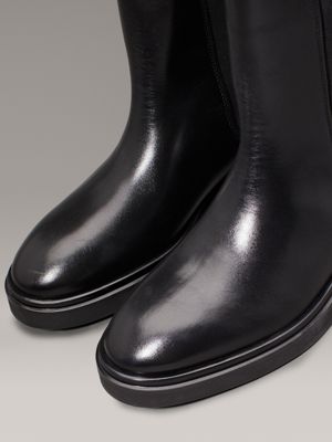 ck black leather chelsea boots for women calvin klein