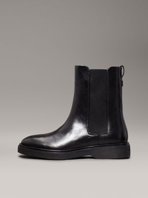 ck black leather chelsea boots for women calvin klein