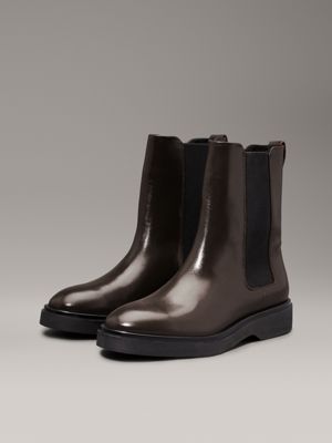 dark brown leather chelsea boots for women calvin klein