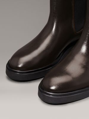 dark brown leather chelsea boots for women calvin klein