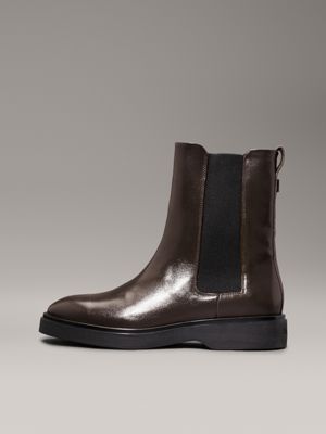 dark brown leather chelsea boots for women calvin klein