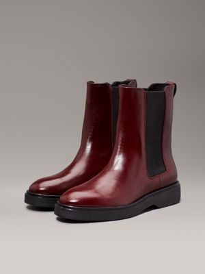 oxblood leather chelsea boots for women calvin klein