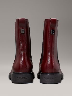 bottines chelsea en cuir oxblood pour femmes calvin klein