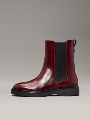 bottines chelsea en cuir oxblood pour femmes calvin klein