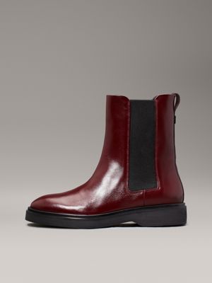 oxblood leather chelsea boots for women calvin klein