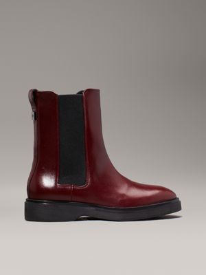 purple leather chelsea boots for women calvin klein