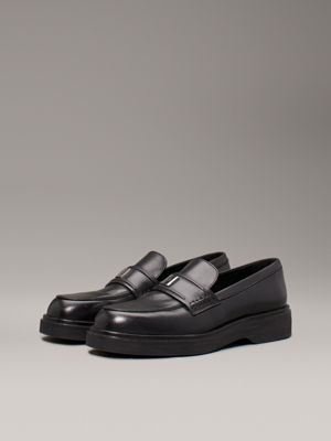 ck black leather loafers for women calvin klein