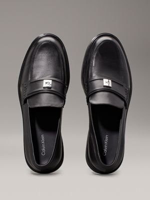 ck black leather loafers for women calvin klein