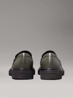 dark green leather loafers for women calvin klein