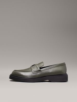 dark green leather loafers for women calvin klein