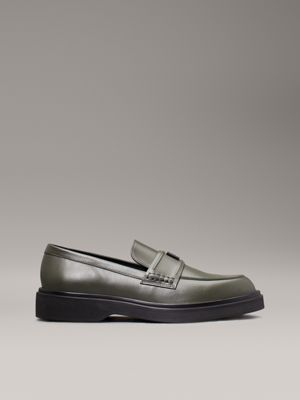 green leather loafers for women calvin klein