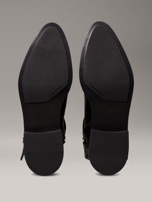 stivaletti a caviglia con tacco in cuoio ck black da donne calvin klein
