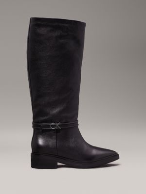 Leather Heeled Knee Boots Calvin Klein HW0HW02184BEH