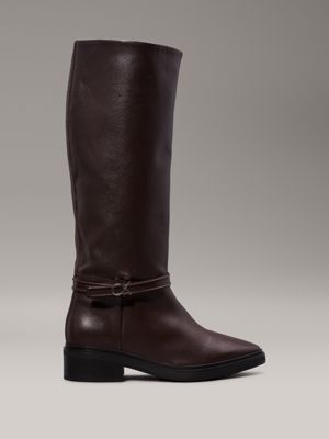 Leather Heeled Knee Boots Calvin Klein HW0HW02184GUD