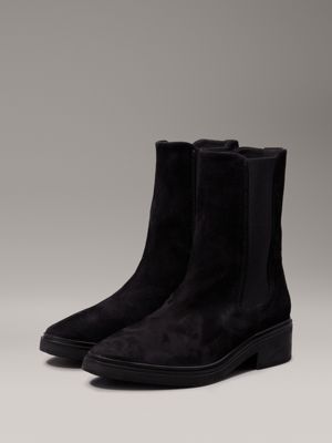 ck black suede chelsea boots for women calvin klein