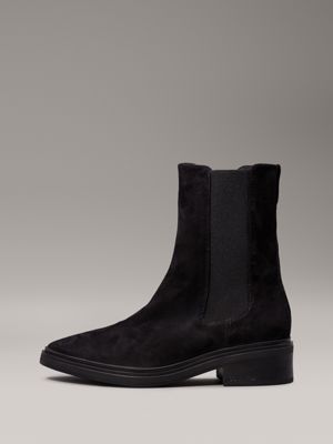 ck black suede chelsea boots for women calvin klein