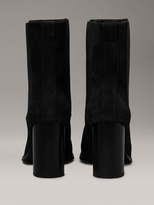 ck black suede heeled chelsea boots for women calvin klein