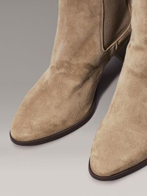 mountain trail suede heeled chelsea boots for women calvin klein