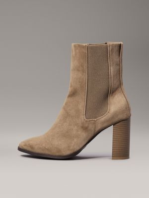 mountain trail suede heeled chelsea boots for women calvin klein