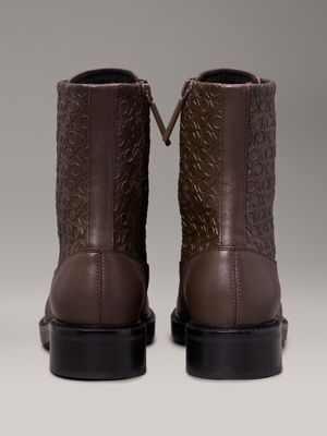 stivali in pelle con logo slate black da donne calvin klein