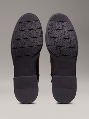 stivali in pelle con logo slate black da donne calvin klein
