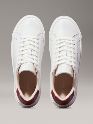 bright white/winery leather trainers for women calvin klein