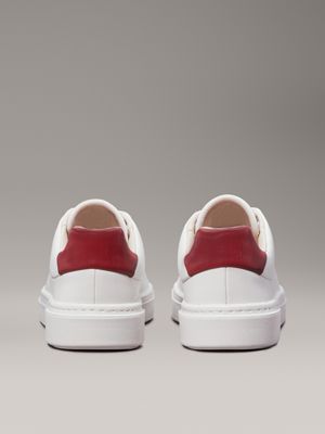 bright white/winery leather trainers for women calvin klein