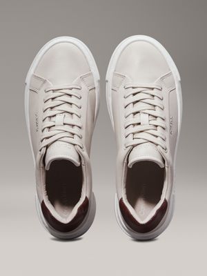 gray morn/winery leather platform trainers for women calvin klein