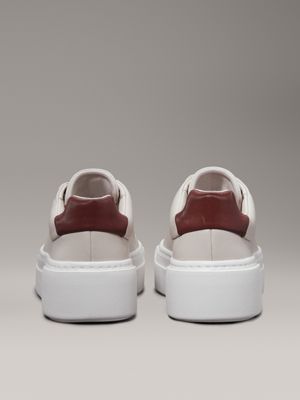 gray morn/winery leather platform trainers for women calvin klein