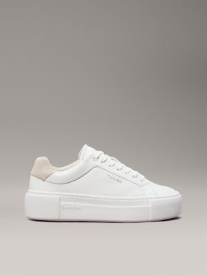 Baskets Femme Compensees en Cuir et Plus Calvin Klein Blanc