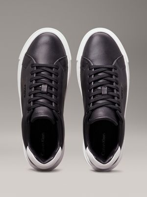 ck black leren plateausneakers voor dames - calvin klein
