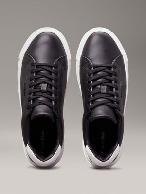 ck black leather platform trainers for women calvin klein