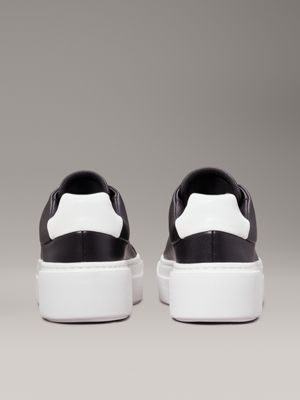 ck black leren plateausneakers voor dames - calvin klein